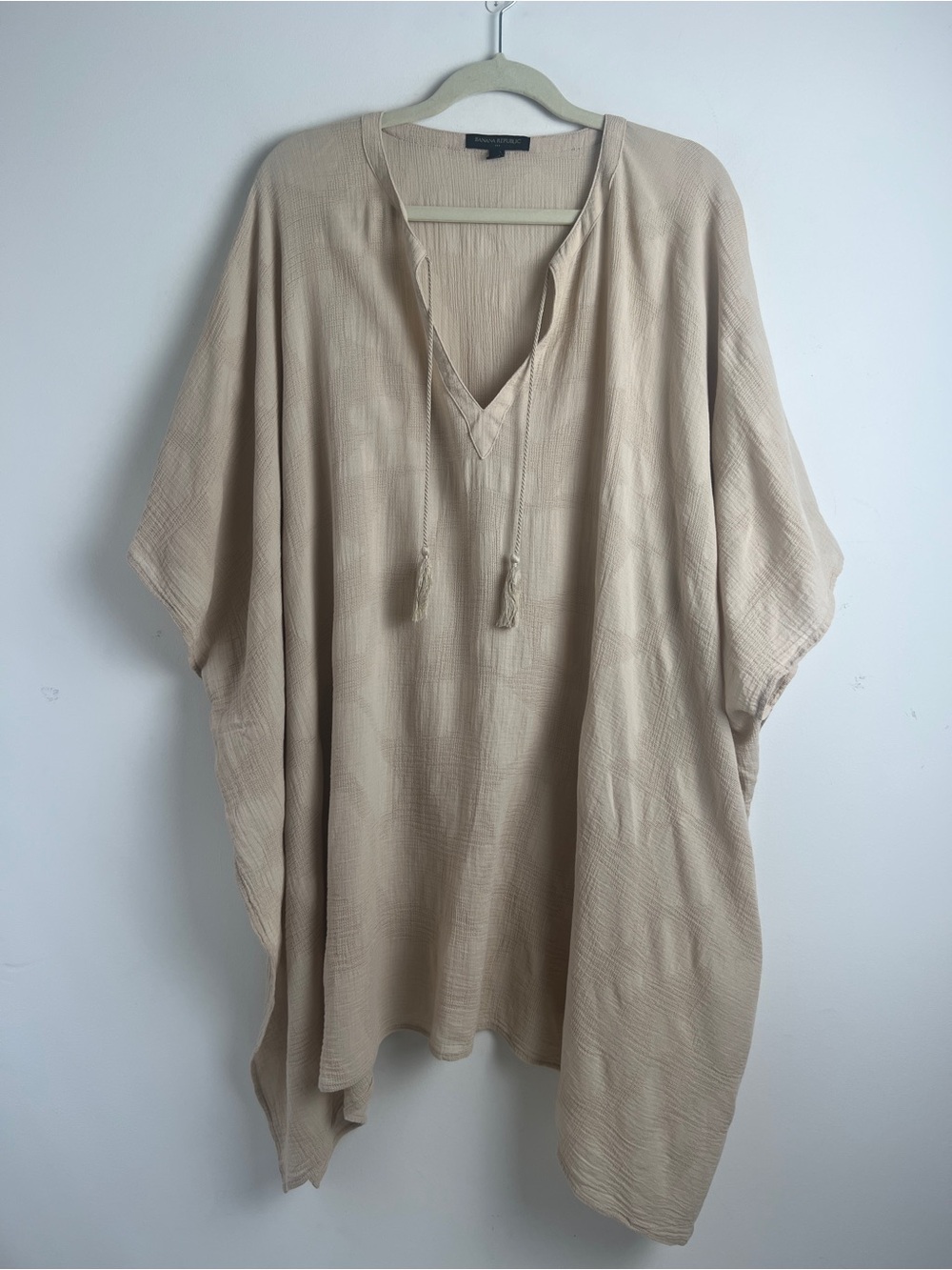 Banana Republic Factory M/L Beige‎ 100% Cotton Oversized Crinkled Muslin Kaftan